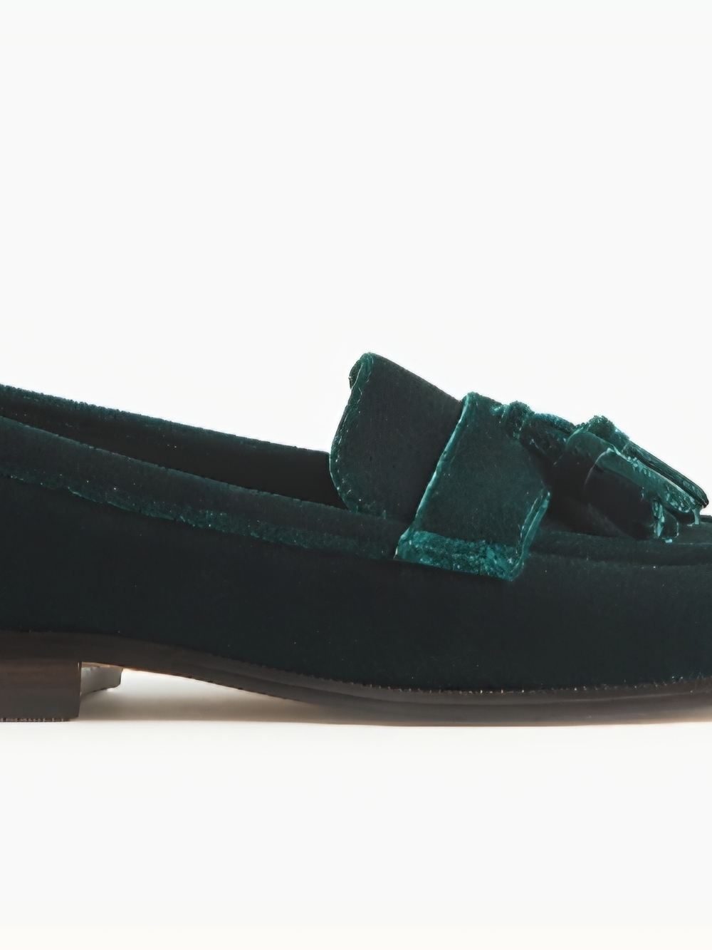 J. Crew Women's Deep Emerald Velvet Tassel Loafers - Picture 3 of 3